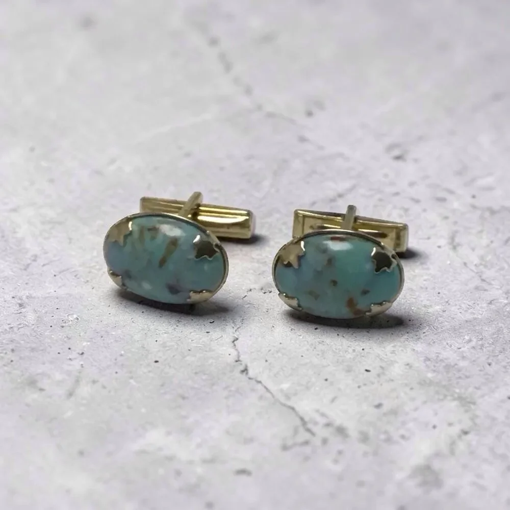 Vintage Sara Coventry Cuff Links And Tie Clip, NWOT,faux Gem Stone,Gold Tone